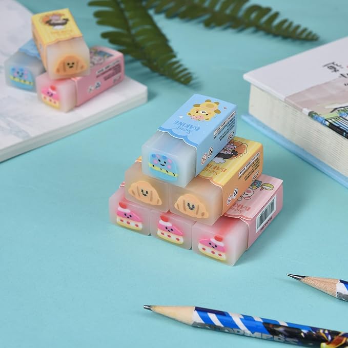 18 Pack Dessert Erasers for Kids, Kawaii for Students, Jelly for School Supplies Prize Gifts Party Favors