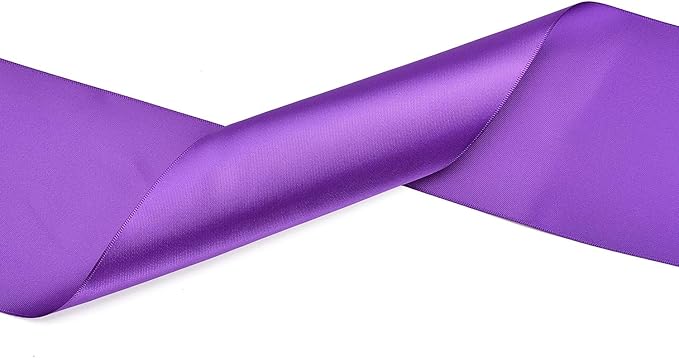 YAMA Double Face Satin Ribbon Roll - 4 inch Wide Solid Color Craft Ribbon, Great for Chair Sash,Making Bow, Sewing and Wedding Bouquet- 5 Yard/Spool, Purple