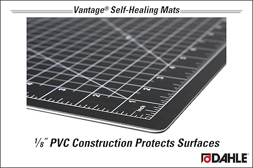 Dahle Vantage 10670 Premium Self-Healing Cutting Mat, 9"x12", 1/2" Grid, 5 Layers for Max Healing, Perfect for Crafts & Sewing, Black