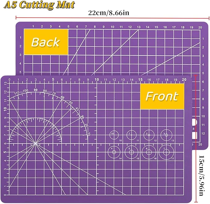 A5 Self-Healing Cutting Pads, Small Cutting Mat, Professional Double Sided Durable Cutting Mat, Great for Hop Scrapbooking, Quilting, Fabric, Sewing Craft Projects (Pink, A5)