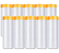 Painters Plastic With Tape, Pre-Taped Masking Film, 10 Rolls Automotive Best Tape and Drape, Paint Adhesive Protective Film Roll for Covering Skirting, Frames, Cars and Auto Body (5 X 65-Feet) (10)