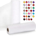 2 Rolls Mesh Ribbon for Wreaths 10 Inch x 30 Foot Wreath Mesh Rolls with Metallic Foil for Easter Christmas Party Wedding Home Decor DIY Craft Projects and Gift Wrapping (White/Colorful Foil)