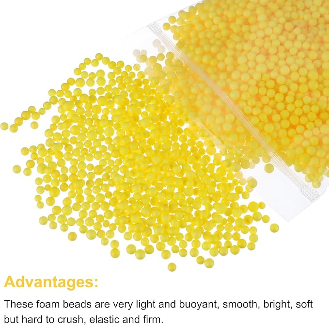 MECCANIXITY Foam Beads Foam Balls 4-6mm for Wedding and Party Decorations, Tiny Packing Balls, Arts DIY Crafts Supplies (Light Yellow,1 Pack Approx 5000pcs)