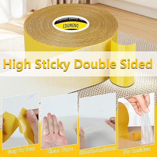 Double Sided Tape Heavy Duty Strong Wall Adhesive with Fiberglass Mesh, Super Sticky Resistente Easy Use Mounting Tape 2.2inX33FT