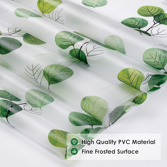 DKTIE Eucalyptus Leaves Stained Glass Window Film with Installation Tools, INS Style Window Privacy Film Decorative, Nordic Style for Home Decor (S541, 17.7'' x 78.7'')