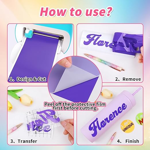 TECKWRAP 5.5"x12" Smart Adhesive Vinyl 25 Colors Holographic Chrome, Matte & Glossy Permanent Vinyl Bundle & 2 PCS Transfer Tape - No Need Cutting Mat- Compatible with Joy Machine for Handcrafts