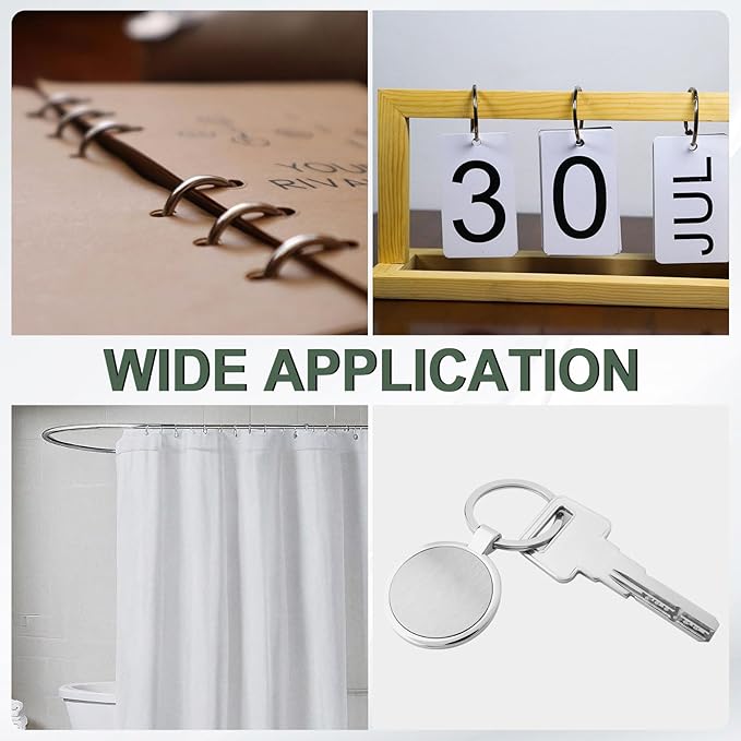 PATIKIL 1.3" x 1.5" Loose Leaf Binder Rings, 30 Pcs Metal Book Rings Nickel Keychain Ring for Paper Index Cards Flash Card Notebook Rings Office Home Book Binder, Silver Tone