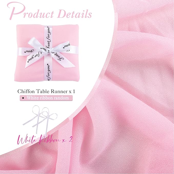 1 Pack Chiffon Table Runner Blushing Pink 12 x 120 Inches Sheer Table Runner Romantic Table Cloth for Wedding Decor 10ft Tulle Table Runner Table Decorations for Birthday Party