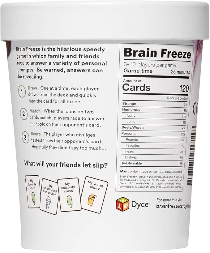 Brain Freeze Party Game - The Hilarious Speak-Before-You-Think Family Card Game for Kids, Teens, College Students, Adults + Families, at Fun Parties and Board Games Night with Friends