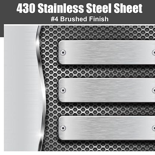 2 Pcs 430 Stainless Steel Sheet Metal 12 x 6 Inches 24GA Metal Plates Panel #4 Brushed Finish Magnetic Mount Board Wall Food Truck Restaurant Crafting Kitchen Floor Trailer Garage Gym