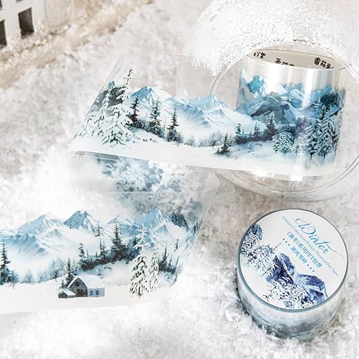 6 Rolls Winter PET Washi Tape,Nature Landscape Tape Stickers for Journaling Supplies,Scrapbooking,Junk Journal,Journaling,DIY Arts Crafts,Notebook,Phone Case,Cups(Winter)