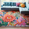 Handmade Wool Floral Area Rug for Living Room | Elegant Flower Garden Design, Soft, Thick and Durable | Bedroom, Dining Room & Home Decor Carpet (9' x 11', Floral I)