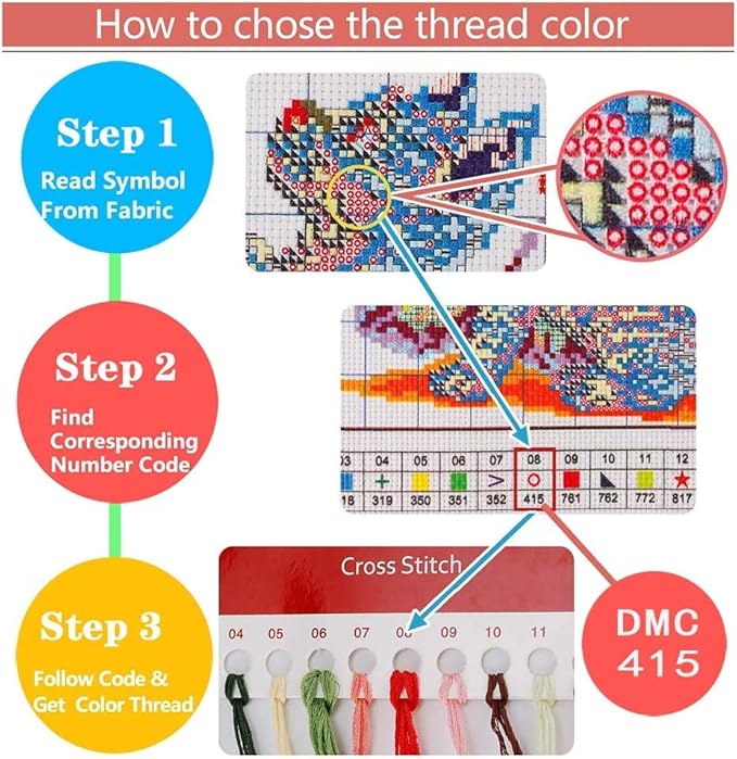 Leczany Cross Stitch Stamped Kit for Adults or Kids - Two Cute Owls | DIY Embroidery Starter Patterns Craft Kit Needlepoint for Beginner | 11CT, 3 Strands | 13x17.7 inches