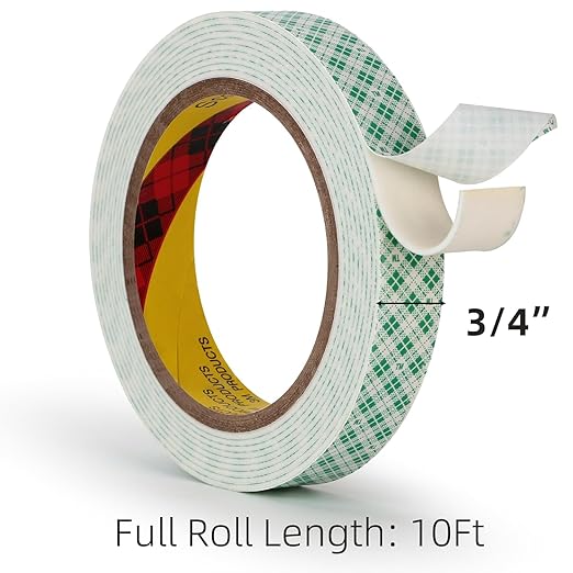 Double Sided Foam Tape 0.75" x 10Ft 2 Pack White Double Coated Urethane Adhesion Polyurethane Tape for Bonding Attaching Mounting Interior Signage Nameplates DIY Card