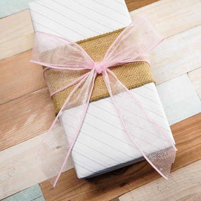 CT CRAFT LLC Burlap Fabric Wired Ribbon 3" x 20 Yards Natural Color for Christmas Home Wedding Decor Gift Wrapping Tree Topper Bow Wreath Bouquet DIY Crafts