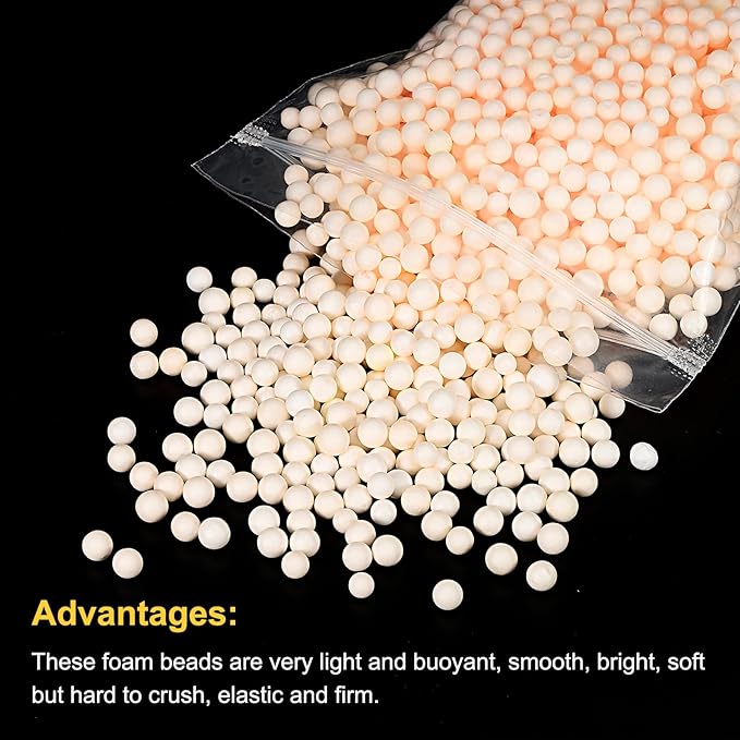 MECCANIXITY Foam Beads Foam Balls 7-9mm for Wedding and Party Decorations, Tiny Packing Balls, Arts DIY Crafts Supplies (Champagne,1 Pack Approx 3000pcs)