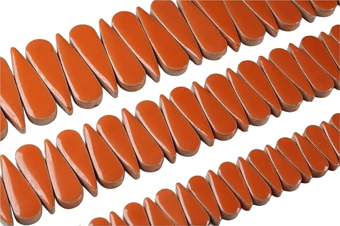 200g Petal Droplet Shaped Ceramic Mosaic Tiles for Crafts, Vibrant Colors, Ceramic Tiles for Mosaic Making Kits, DIY Arts and Crafts (Orange)