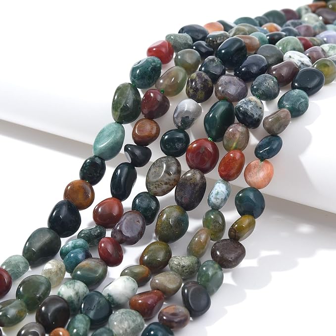 Indian Agate Pebble Nugget Oval Free Tumbled Stone 6-8mm Natural Gemstone Loose Beads Approx 15.5 inch for DIY Jewelry Making