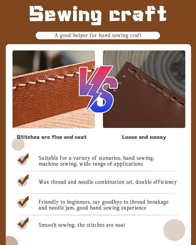 DIUDUS 218 Yards Upholstery Thread Heavy Duty, Waxed Leather Thread Sewing Kit with Heavy Duty Needles, Thread for Hand Sewing Leather Craft Repair Leather Shoes Bags Sofa (Red)