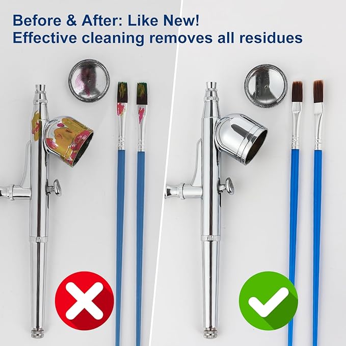 Roizefar Airbrush Cleaning Kit, Airbrush Cleaning Pot with 6 Airbrush Cleaner and 2 Thinner (3.38 oz/ 100 ml) Easily Works with Water-Based and Acrylic Paints, Perfect for Airbrushes and Art Tools