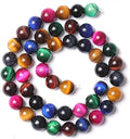 72pcs 10mm AAA Natural Colorful Tiger Eye Stone Beads Gemstone Round Spacer Loose Beads for Jewelry Making DIY Bracelet Necklace 32" 2 Strands
