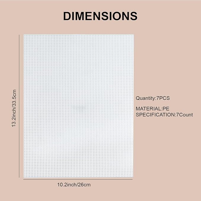 Pllieay 10PCS 7 Count Plastic Canvas Sheets, 10.2x13.2 inch Plastic Mesh, Eye Mesh for Embroidery, Acrylic Yarn Crafting, Knit and Crochet Projects, Make Aquarium Dividers(with 5Pcs Weaving Needles)