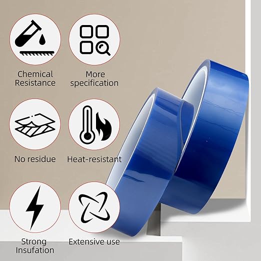 ROSEUP 5 Rolls 0.8 Inch x 108 Ft Blue Heat Resistant Tape, Heat Transfer Tape, Strong Heat Resistance, Long-Lasting Adhesion for Industrial Printing & Label Transfer
