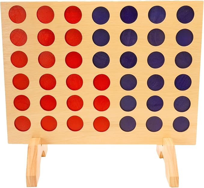 BSIRI Wooden Connect a Row in 4 - Board Games Kids Outdoor Toys Home Decor Rustic Yard Games Family Games for Kids and Adults Giant Jumbo Birthday Gifts for Men