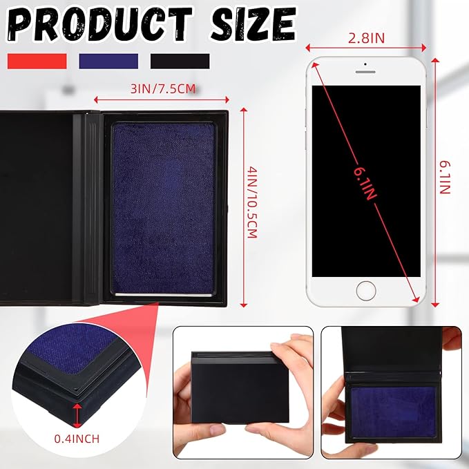 Janlaugh 9 Pack Colors Stamp Pads 4 x 3 Inch Quality Felt Pad Finger Print Ink Pad Black Red Blue Stamp Ink Pad for Rubber Stamp Paper Scrapbooking Wood Fabric