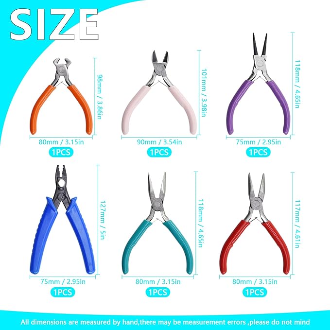 6Pcs Jewelry Making Kit: Pliers, Wire Cutters, Crimping Pliers & More for Necklace, Bracelet & Earrings Making or Repairing