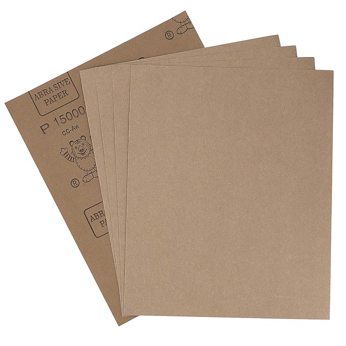 9x11 inch 5 Sheets Sandpaper, Wet or Dry 15000 High Grit Extra Fine Sand Paper, Silicon Carbide Waterproof Abrasive Pads for Automotive Sanding, Wood Turing Finishing, Metal Furniture Polishing