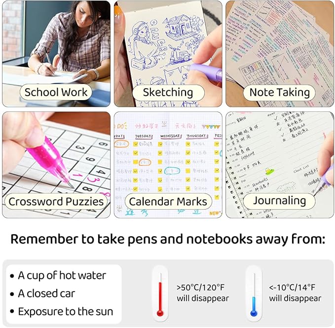 BAYTORY 12Pcs Colored Erasable Gel Pens, Fine Point 0.7mm, Retractable Assorted Colors Pen with Eraser, Smooth Writing Erasable Pens for Drawing Crossword Puzzles