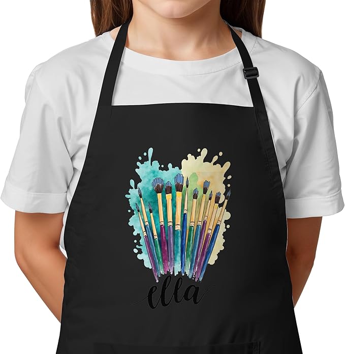 Unisex Kids Apron with Custom Name – Perfect for Painting, Crafts, and Fun Great Christmas Gift or Stocking Stuffer for Kids