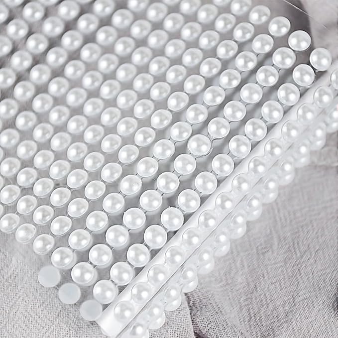 3090 Pcs 4 Sheets Pearl Rhinestone Stickers 3/4/5/6 mm Self Adhesive Craft Rhinestones Gems for Face Eyes Makeup Hair Body (White_pearl-3/4/5/6mm)