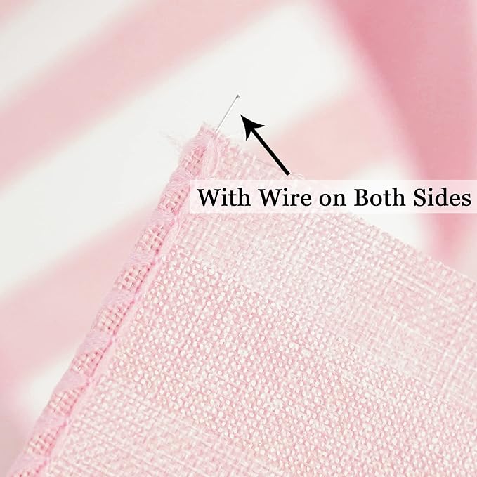 MEEDEE Pink Striped Burlap Ribbon - 2.5 Inch Wired Ribbon for Baby Girl Wreaths & Cakes, 10 Yards