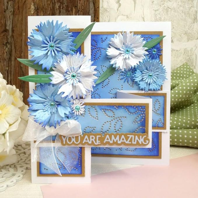 Cutting Dies for Card Making, Metal Scrapbooking Die-Cuts, DIY Bckground Frame Crafts Embossing Stencil, Paper Template Mold/Photo Album Arts Tool (Cornflower-9.8x7cm)