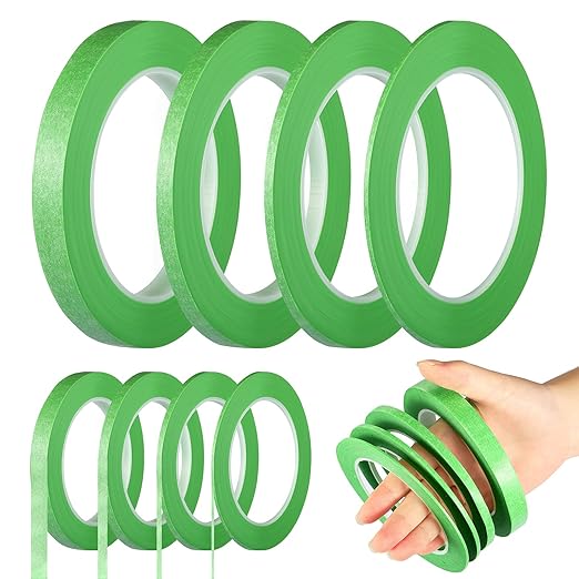 Epakh 4 Rolls Pinstripe Tape, Masking Tape in 1/16, 1/8, 1/4 and 1/2 Inch Wide, for Painters Automotive DIY Car Auto Paint Art(Green,52 yd)
