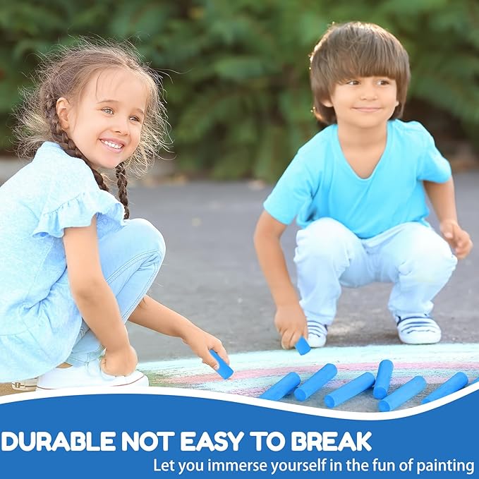 Fulmoon 40 Pcs Jumbo Sidewalk Chalk for Kids Outdoor Art Non Toxic Large Washable Street Chalk for Adults Drawing Painting Classroom(Blue,Round Style)