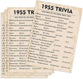 QUPT 70th Birthday Party Games, 1955 Trivia Games, Birthday Party Supplies for Adults, Fun 1955s Party Game, Pack of 30 Cards