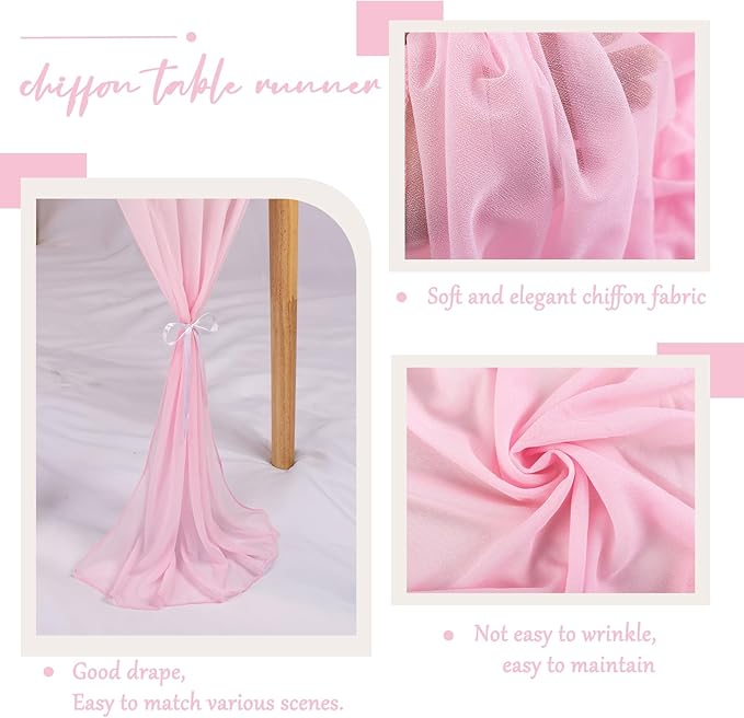 1 Pack Chiffon Table Runner Blushing Pink 12 x 120 Inches Sheer Table Runner Romantic Table Cloth for Wedding Decor 10ft Tulle Table Runner Table Decorations for Birthday Party