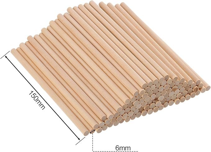 EBOOT 100 Pack Unfinished Natural Wood Craft 6 x 1/4 Inch Wooden Dowel Rods