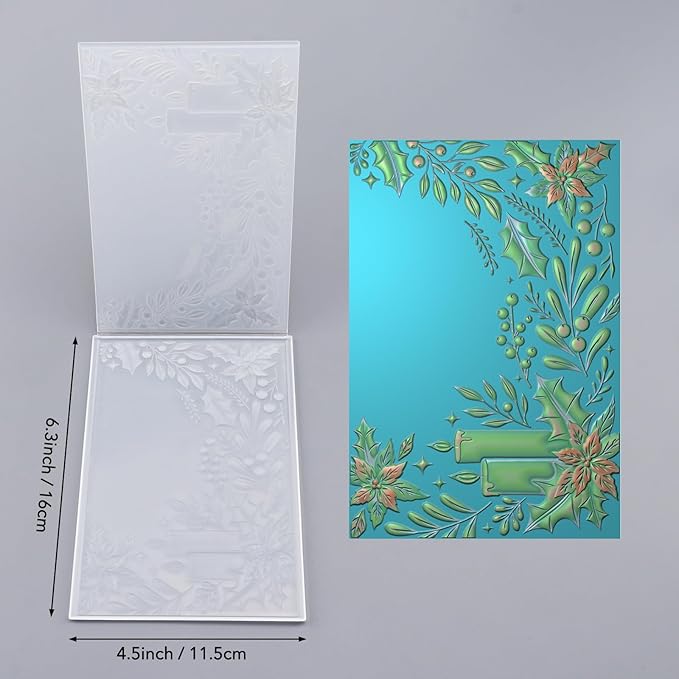 BAOFALI 3D Embossing Folder for Card Making, Flowers Lit Candles Clear Plastic Texture Fades Embossing Folder Template for Scrapbooking and Other Paper Craft Album Stamps DIY Decoration