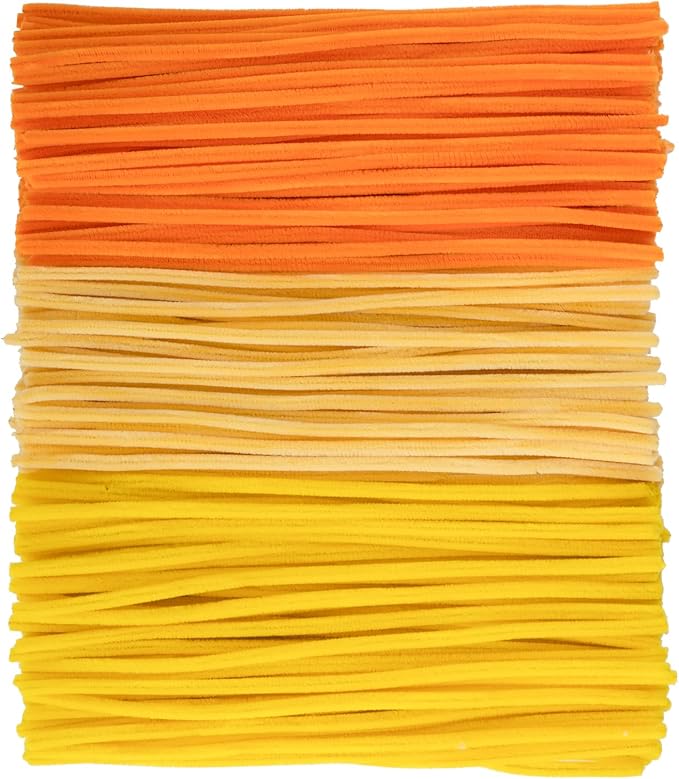 Caydo 300 Pieces Yellow Orange Pipe Cleaners, Thick Fluffy Chenille Stems, Pipe Cleaner Crafts for Arts & Crafts, Perfect for Making Animals, Flowers, and Festive Decorations