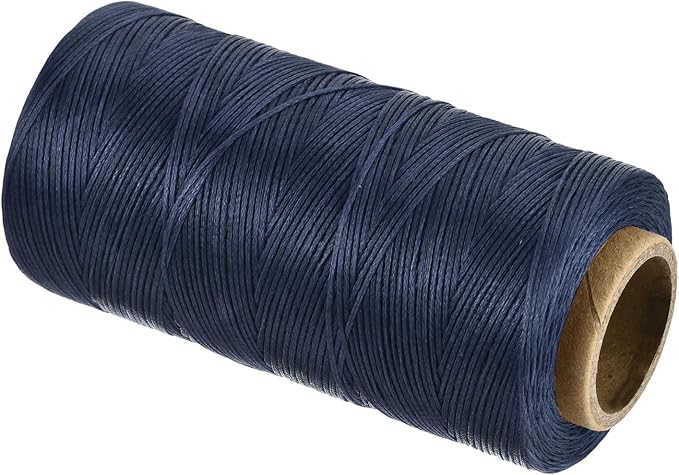 MECCANIXITY Waxed Thread,197 Yard 1mm 210D Flat Wax Thread Polyester Waxed String for Leather Sewing Hand Weaving Book Binding Home Decoration,Deep Blue