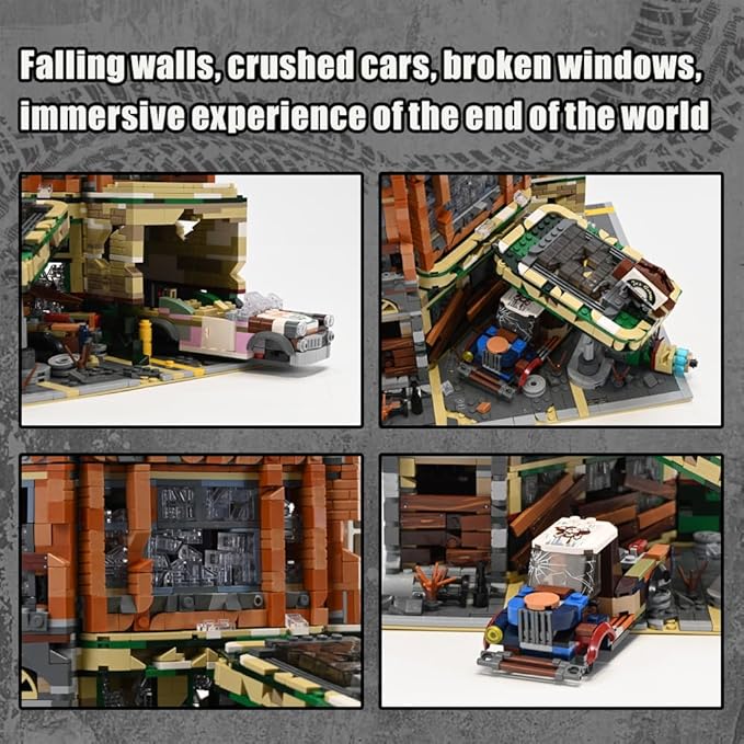 Retro Modular Buildings City Sets,Abandoned Expert Garage and Rusted Cars,City Modular Collection Kit,3325 pcs for Adults & Teen
