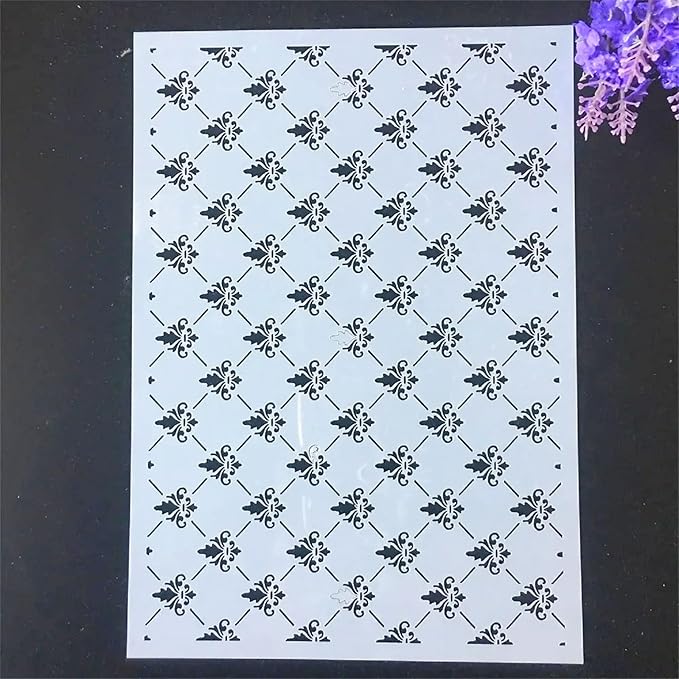 TIAMECH A4 Reusable Small Symbol Lines Stencil for Painting - Grid Texture Layering Template, DIY Wall Art, Wood Furniture, Scrapbook & Crafts (8.3x11.7inch)