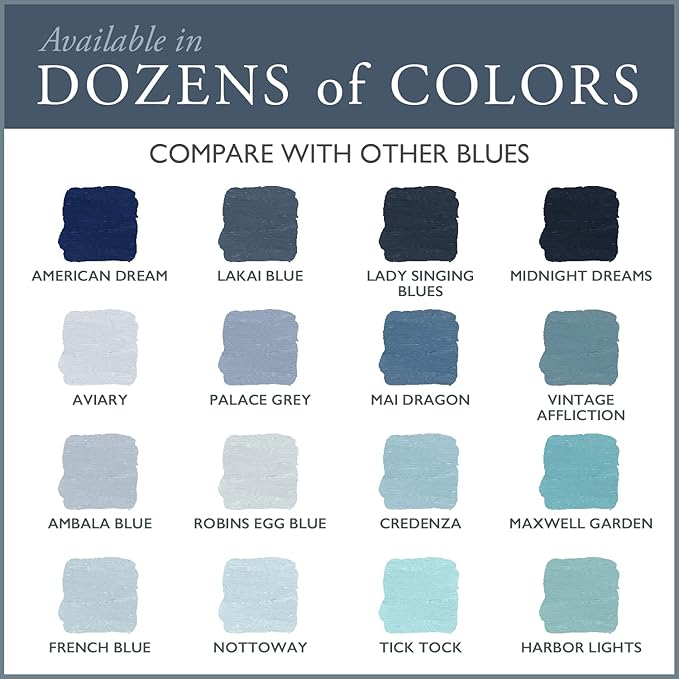 AMY HOWARD AT HOME Chalk-Based One Step Paint for Furniture, Cabinetry, Decor, Finish, and More | No Stripping, Sanding, or Priming | Ultra-Light Base | 32 Ounce | Ambala Blue