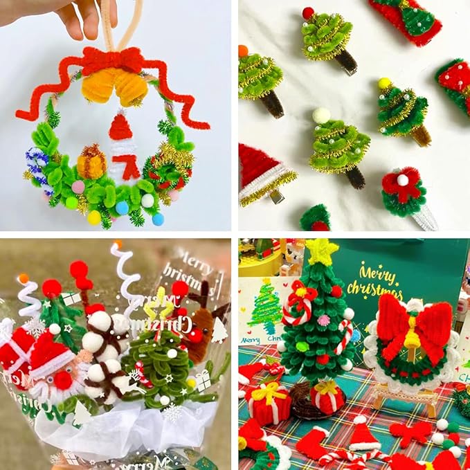 Eppingwin 200pcs Pipe Cleaners, Glitter Green Pipe Cleaners Craft Supplies,Chenille Stems for DIY Arts Crafts Project(Glitter Green)