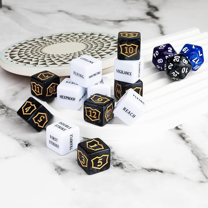 63 PCS Abilities Keyword Magic Counter Dice MTG Counters Dice Set Life Buff Tokens D6 Dice Compatible with MTG, TCG, Card Gaming Accessories