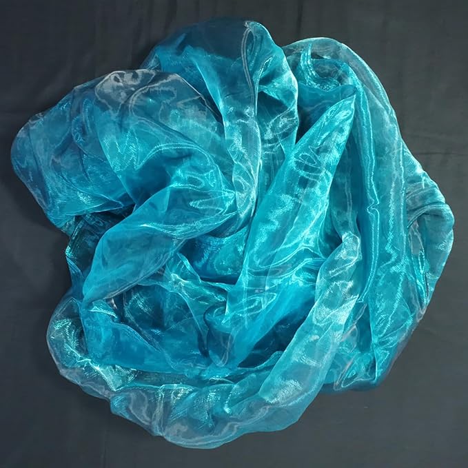 Two-Tone Iridescent Holographic Organza Fabric - 5.5 Yards by The Yard | Lightweight Sheer Tulle | for Wedding Dresses, Party Decor, DIY Crafts, Shiny Backdrops(Midnight Blue)